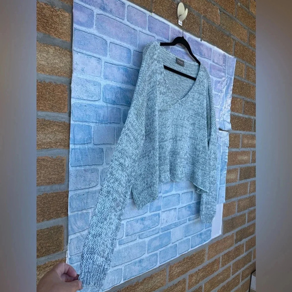 wooden ship v neck drop shoulder mint color sweater S/M - Picture 2 of 6